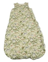 Béžový zateplený spací pytal s listami a zvieratkami TU