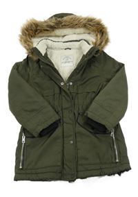 Khaki šusťáková zimní parka a kapucí George