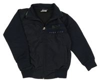 Tmavomodrá prepínaci mikina s nápisom