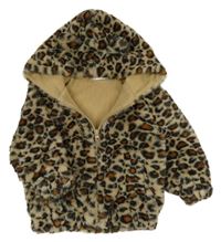 Béžová kožušinová podšitá bunda s kapucňou Ergee