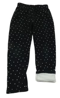 Černé plyšové zatelené legíny s hvězdičkami Topolino