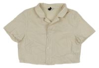 Bílo-béžová kostkovaná crop halenka DIVIDED