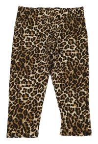 Čierno-hnedé leopardí crop legíny