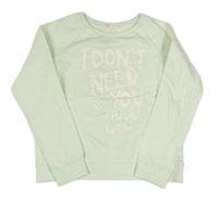 Zelenkavá mikina s trblietavým nápisom H&M