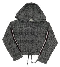 Čierno-sivá vzorovaná crop mikina s kapucňou Matalan
