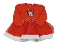 Červené bavlnené šaty s Minnie a tylovou sukní zn. Disney