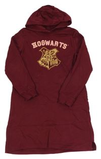 Vínové teplákové šaty s nápisem a kapucí - Harry Potter