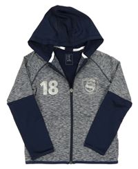 Tmavomodrá melírovaná prepínaci športová funkčná mikina s číslom a kapucňou Artengo