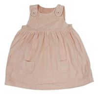 Svetloružové zamatové na traké šaty s vreckami M&S