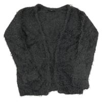 Antracitový svetrový chlpatý cardigan Page one young