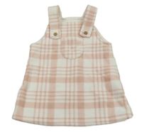 Svetloružová -biele kockované fleecové na traké šaty George