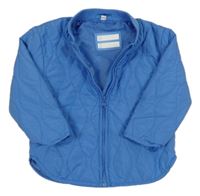 Modrá šusťáková prošívaná lehká zateplená bunda 