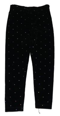 Čierne bodkovaná é zamatové legíny Nutmeg