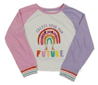 Lila-biele crop tričko s dúhou Primark