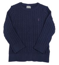 Tmavomodrý copánkový svetr s výšivkou Next