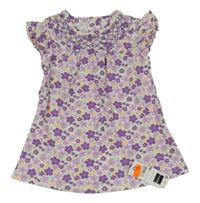 Nové - Bílo-fialové květované šaty Dunnes