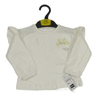 Nové - Bílé triko s trojlístkem a volánky 