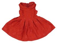 Červené kvetované šaty s golierikom