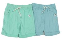 2x plátěné kraťasy - světlemodré + mátové F&F