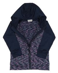 Tmavomodro-žíhaná sportovní propínací mikina s kapucí Topolino