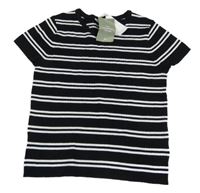 Nové - Černo-bílé pruhované úpletové žebrované tričko H&M