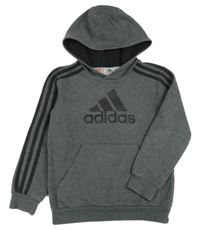 Tmavošedá mikina s kapucí Adidas