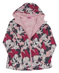 Světlerůžová šusťáková podzimní parka s Minnie a kapucí Disney