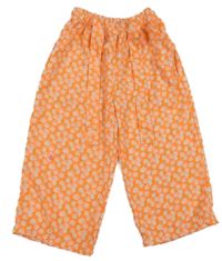 Neónově oranžové kvetované culottes nohavice Zeeman