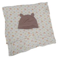2set - starorůžová čepice s oušky + bílá tetra osuška s kytičkami 