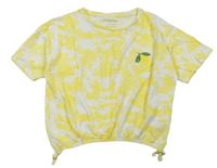 Žlto-biele batikované crop tričko s citronem z flitrů Primark