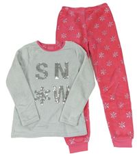 Sivo-ružové chlpaté pyžama s vločkami Primark