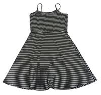 Čierno-biele prúžkované rebrované šaty River Island