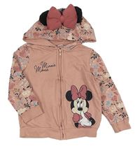 Světlerůžová propínací mikina s Minnií a kapucí Disney