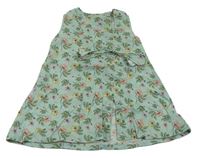 Svetlozelené plátenné šaty s kvietkami Minnie Minors