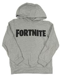 Šedá melírovaná mikina Fortnite s kapucí 