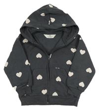 Tmavosivá prepínaci mikina so srdiečkami a kapucňou H&M