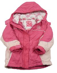 Růžovo-světlerůžová šusťáková zimní bunda s kapucí Girl2Girl