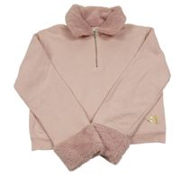 Svetloružová crop mikina s kožúškom River Island