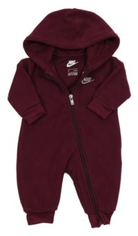 Vínová fleecová kombinéza s logem a kapucí Nike 