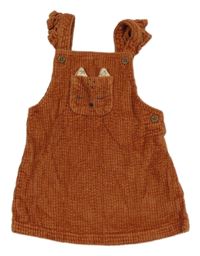 Skořicové manšestrové laclové šaty s liškou F&F