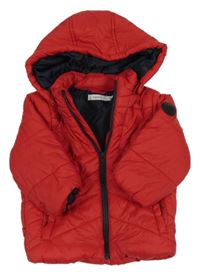 Červená šusťáková prošívaná zimní bunda s kapucí Name it