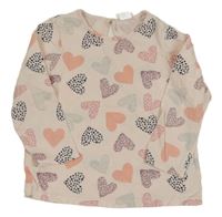 Svetloružové tričko so srdiečkami H&M