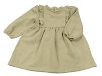 Béžovo-zlaté třpytivé teplákové šaty s volánky Dunnes