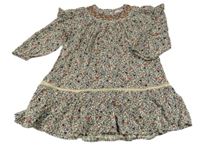 Smetanové šaty s kytičkami Zara