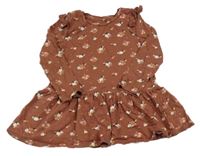 Skořicové kvietkovane bavlnené šaty C&A