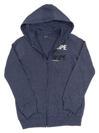 Tmavomodrá prepínaci mikina s nápismi a kapucňou Y.F.K.