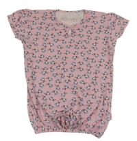 Svetloružové nařasené tričko so zajačikmi