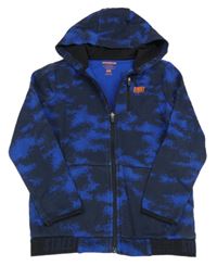 Tmavomodro-modrá batikovaná propínací mikina s nápisem a kapucí F&F