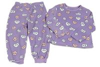 Levandulové plyšové pyžamo s mráčky a srdíčky Primark