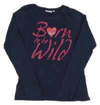 Tmavomodré tričko s nápisom Tom Tailor